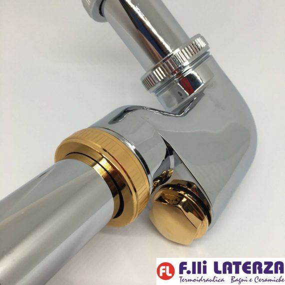 F.LLI FRATTINI SIFONE FUORI COLONNA PER LAVABO E BIDET 1"1/4 METALLO CROMO/ORO - immagine 3