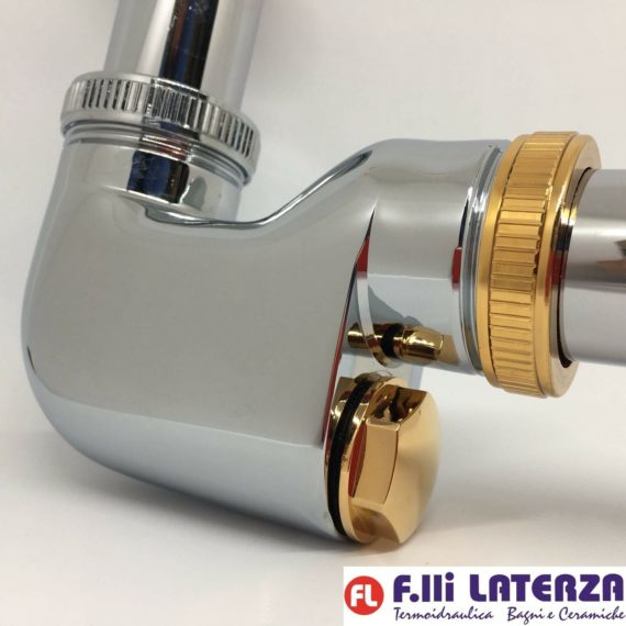 F.LLI FRATTINI SIFONE FUORI COLONNA PER LAVABO E BIDET 1"1/4 METALLO CROMO/ORO - immagine 4