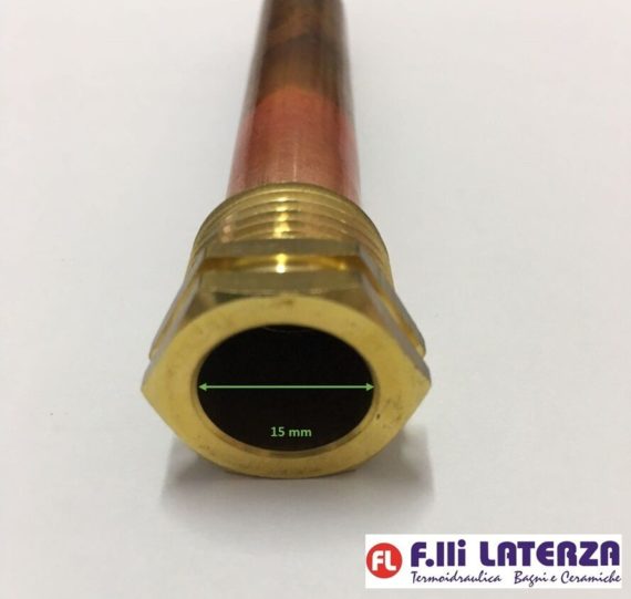 POZZETTO PORTA SONDA Ø 15 mm OTTONE RAME Ø 1/2 TERMOSTATO TERMOMETRO BULBO GUAINA - immagine 3