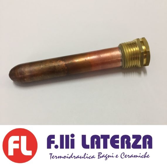 POZZETTO PORTA SONDA Ø 15 mm OTTONE RAME Ø 1/2 TERMOSTATO TERMOMETRO BULBO GUAINA