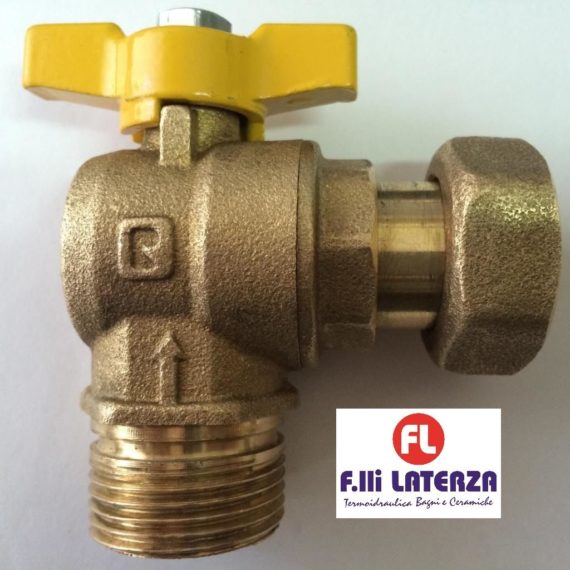 VALVOLA A SFERA A SQUADRO CON CODOLO GIRELLO PER GAS DA 3/4" x 3/4" RUBINETTO