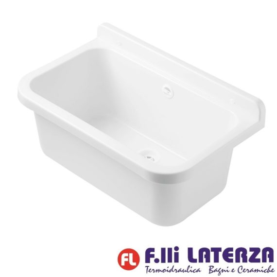 CR PILOZZA A MURO 55 cm LAVABO LAVATOIO ESTERNO INTERNO SOSPESO IN RESINA BIANCO