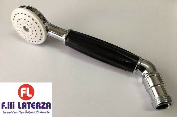 DOCCETTA SOFFIONE CORNETTA X DOCCIA VASCA DUPLEX CON CURVA NERA