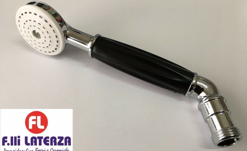 DOCCETTA SOFFIONE CORNETTA X DOCCIA VASCA DUPLEX CON CURVA NERA