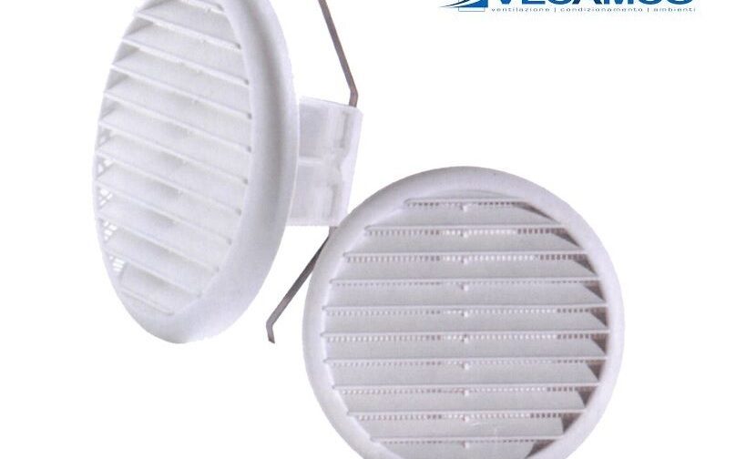 GRIGLIA AERAZIONE VENTILAZIONE TONDA PVC A MOLLA Ø180 mm. PER FORI DA Ø 125/160