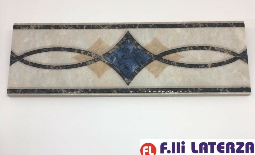 LISTELLO LUX INDACO THIVIER GRECA DECORO CERAMICA 10 x 32 cm RIVESTIMENTO BAGNO
