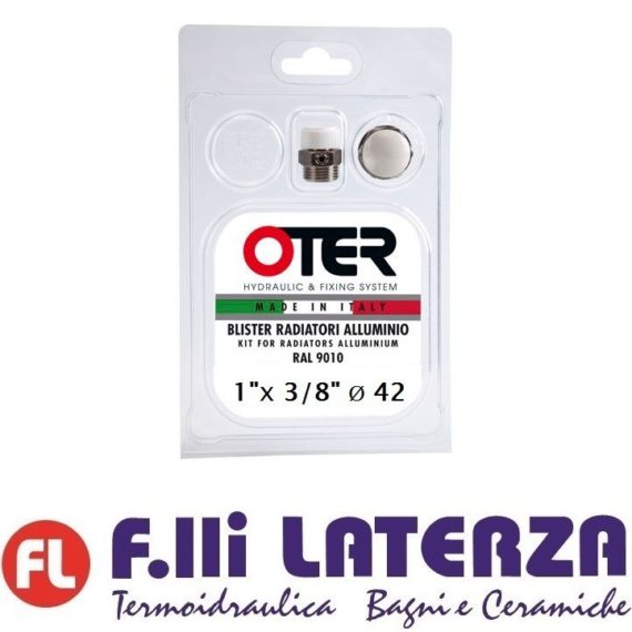 OTER KIT TAPPI E RIDUZIONE UNIVERSALE PER RADIATORI ALLUMINIO TERMOSIFONE 3/8"