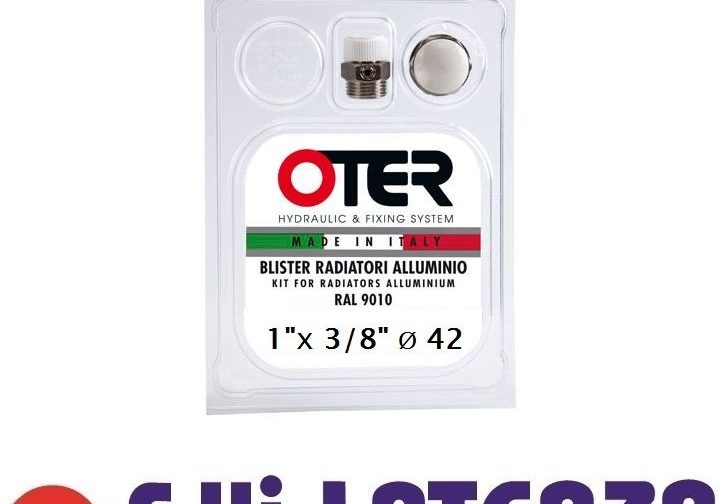 OTER KIT TAPPI E RIDUZIONE UNIVERSALE PER RADIATORI ALLUMINIO TERMOSIFONE 3/8"