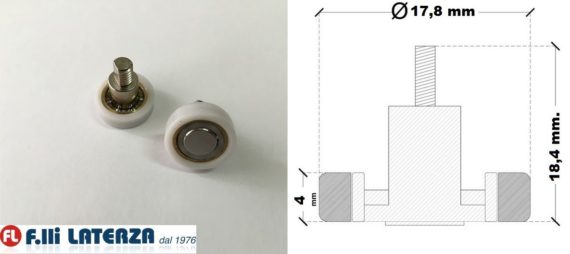 Ricambio Cuscinetto Ruota Rotella Rotellina Box Doccia FRIGES Ricambi Cabina