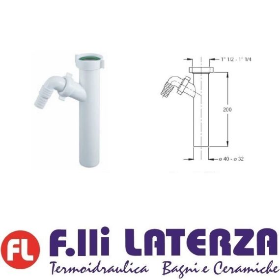 BONOMINI ATTACCO LAVATRICE SU TUBO FLANGIATO 1"1/2 x D. 40 SIFONE LAVELLO