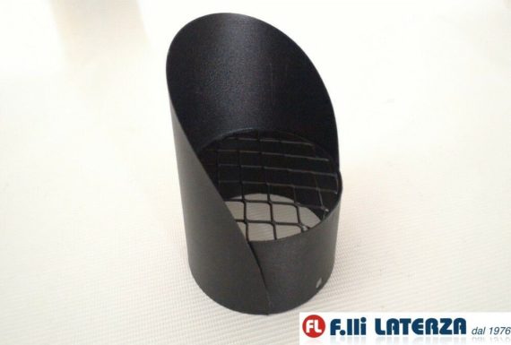 GRIGLIA DI ASPIRAZIONE ANTINTRUSIONE CON CAPPELLO PARAPIOGGIA Diametro 100 COLORE Nero ANTI INTRUSIONE