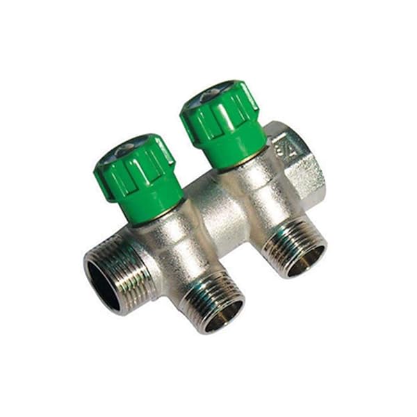Dianhydro COLLETTORE LINEARE CON RUBINETTI D'ARRESTO 2 DERIVAZIONI IMPEX - 3/4 x 1/2