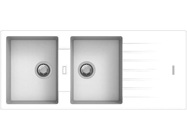 LAVELLO INCASSO 2 VASCHE CM 116 (BIANCO)