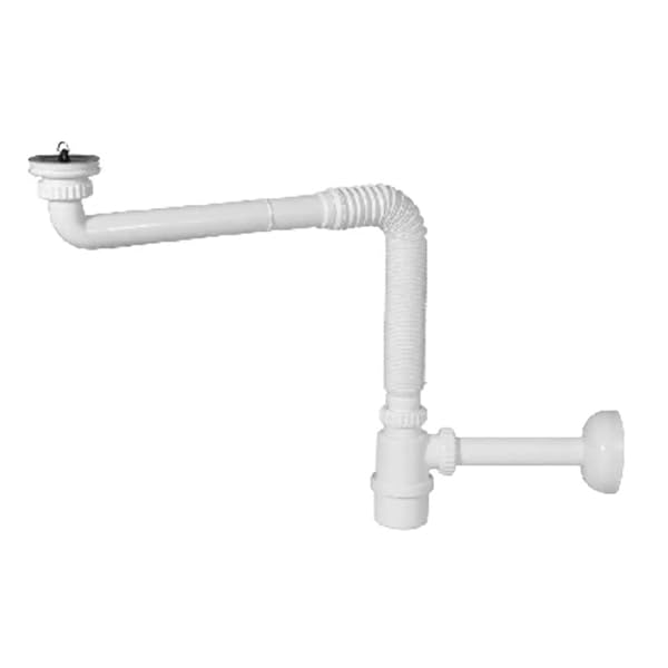 SIFONE IN PP CREA SPAZIO A BOTTIGLIA LAVABO SENZA PILETTA 1"1/4 Uscita DM 32 mm