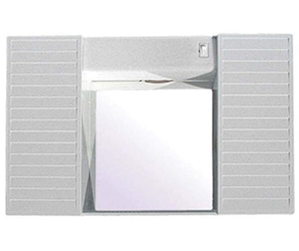 SPECCHIO CON DUE ANTINE Mensola e Luci Accessori Bagno Bianco